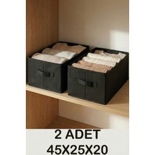 Prendi Home Siyah 2'li Tela Dolap Içi Düzenleyici Kutu Organizer 45X25X20 cm Kazak Havlu Saklama Hurcu