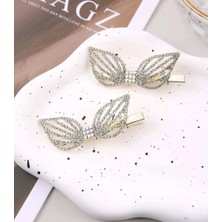 Efna Store Zirkon Taş Süslemeli Melek Kanat Figürlü 6 cm Gold Renk Pens Toka 2 Adet