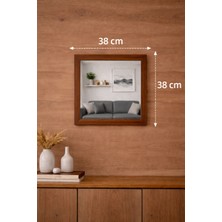 Digital Hayat 50 - 38 cm Ceviz Beyaz Antrasit Ahşap Kare Ayna - Antre Hol Banyo Mutfak Salon Wc Aynası - Doğal Ahşap Çerçeveli