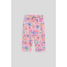 GB Baby Bg Store Kız Bebek Desenli Pantolon Pembe Renk Krep Kumaş Normal Kesim Lastikli Bel