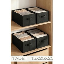 Prendi Home Siyah 4'lü Tela Dolap Içi Düzenleyici Kutu Organizer 45X25X20 cm Kazak Havlu Saklama Hurcu