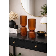 Aydınev 2 Li Çizgili Amber  Vazo