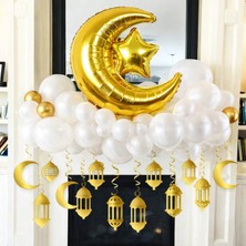 Ramazan Temalı Altın Kandil Balon Süsleme Seti, Şık Dekorasyon Malzemeleri