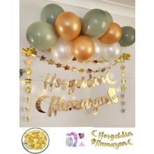Ramazan Temalı 17 Parça Süsleme Seti, LED Işıklı Balon Zinciri
