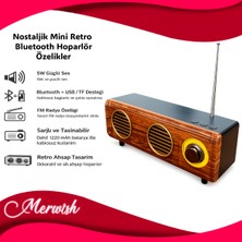 Goes Nostaljik Mini Retro Bluetooth Hoparlör & Fm Radyo USB 5W Güçlü Ses Ahşap Dekoratif Tasarım