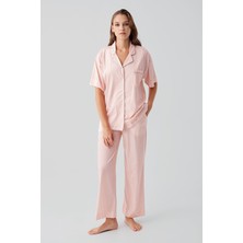 Artış Collection Kısa Kollu Düğmeli Cepli Pötikare Pamuklu Pijama Takım 19201