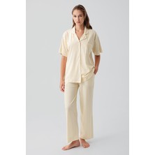 Artış Collection Kısa Kollu Düğmeli Cepli Pötikare Pamuklu Pijama Takım 19201