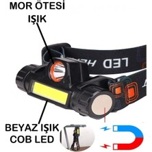 Kenko Mor Ötesi Kafa Feneri Ultra Güçlü Şarjlı Mıknatıslı Kafa Lambası Cob LED