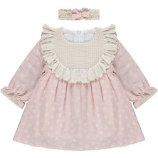 Lüks Kumru Tekstil Lüks Kumru Roba Fistolu Bandanalı 6-18 Ay Elbise - Pembe 18-24 Ay