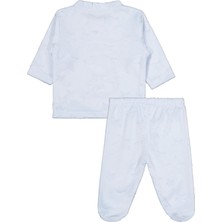 Albimini Minidamla Filli Nakış Patikli 2li 1-6 Ay Pijama Takımı - Mavi 3-6 Ay