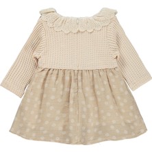 Lüks Kumru Tekstil Lüks Kumru Süs Bolerolu Bandanalı 6-18 Ay Elbise - Bej 6-9 Ay