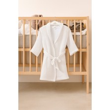 Barine Cocoon Pamuk Muslin Çocuk Bornozu Beyaz
