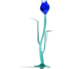 Lale Boncuk Mavi Renk Cam Sanatı El Yapımı