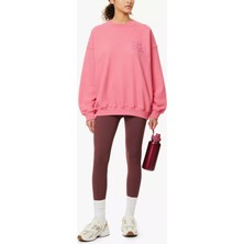 Adanola Oversized Brand Print Organic-Cotton Pink Sweatshirt