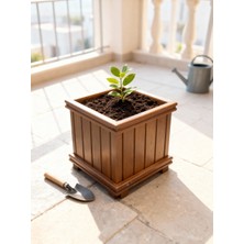 Ceritoğlu Ahşap Büyük Boy Saksı-Çok Amaçlı-Bahçe Saksısı-Ağaç Saksısı-Koyu Kahverengi