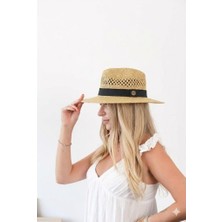 ZOE3tr Kadın MDRE Bej Delikli Hava Alabilen Hasır Şapka