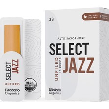 D'addario ORRS10ASX3S Organic Select Jazz Unfiled Alto Saksafon Kamışı No: 3 Soft (Profesyonel/caz) - 10'lu Paket | Kimyasalsız Organik Tarım Sertifikalı ve Hızlı Tepki Veren Yapı