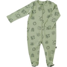 Zip Organik Pamuk Patikli Uyku Tulumu-Aqua