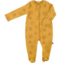 Zip Organik Pamuk Patikli Uyku Tulumu-Safran Sarı