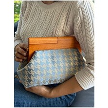 Jophiel Bahram Petite - Zincirli, Ahşap Burslu Kumaş Çanta, Clutch, El Çantası, Kol Çantası, Omuz Çantası