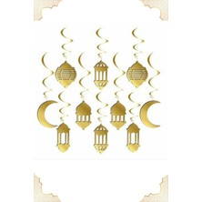 Altın Renk Hilal ve Fener 3D Tavan Süsleri, Ramazan Ayı Dekorasyonu