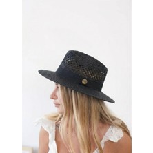 ZOE3tr Kadın Mdre Sıyah Delikli Hava Alabilen Hasır Şapka