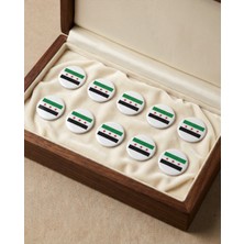 Zaytoon 10\'lu Suriye Yeni Suriye Bayrağı Yuvarlak Rozeti  44 mm A300024-10