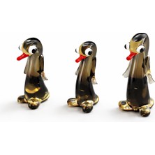 Crystal Passion 3’lü Cam Penguen Figür Seti | Dekoratif El Yapımı Cam Biblo