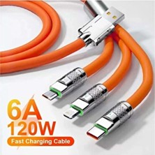 Mobil Go Micro USB Iphone Type-C Uyumlu 3in1 Hızlı Şarj Kablosu 3 Uçlu Şarz Kablosu