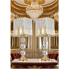 571 Store 2 Adet Cam Taş Serisi Masa Abajuru-Gece Lambası - Dekor Aydınlatma