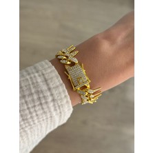 İrem Yıldız Çelik Zirkon Taş Detaylı Gurmet Bileklik