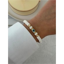 Hercy Nazar Boncuklu Beyaz Fimo Bileklik