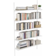 Alanraf 5 Katlı Dekoratif Kitaplık Rafı - Beyaz Renkli,  Duvar Rafı, Dekoratif Raf, 30X60X90 cm
