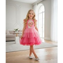 Bebeksy Kız Çocuk Pembe Karlar Ülkesi Elsa Elbise,doğum Günü,parti Elbisesi 5-12 Yaş