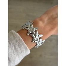 İrem Yıldız Çelik Yıldız Desen Silver Kelepçe