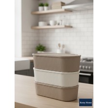 Kemy Home 3’lü Çizgili Oval Saklama Kabı Seti |Dondurucu Uyumlu | 500 ml + 500 ml + 500 ml