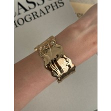 İrem Yıldız Çelik Desenli Gold Kelepçe