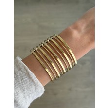 İrem Yıldız Çelik Desenli Gold Kelepçe