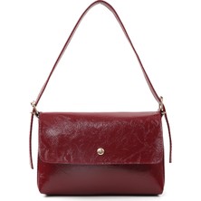 SHAKA Kırışık Dokulu Bordo SHK302 Suni Deri,çıtçıtlı Tek Bölmeli,el,kol ve Omuz Çantası