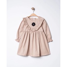 Joy Kids Papatya Aksesuarlı Gabardin Kumaş Elbise (6-24 Ay)