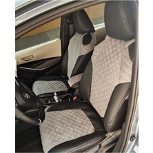 Akıncı Toyota Corolla 2019 2022 Arası Uyumlu Gri Nakışlı Taytüyü Siyah Deri Karışımı Gri Ip