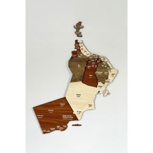 3 Boyutlu Ahşap Umman Haritası 70X53 Cm, Ev ve Ofis Dekoru