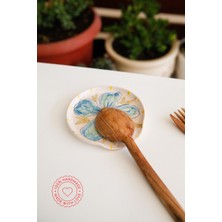 His Ceramic El Yapımı Çiçek Desenli Tasarım Seramik Kirli Kaşık Altlıgı, Kepçe Kaşık Nihalesi, Kaşıklık