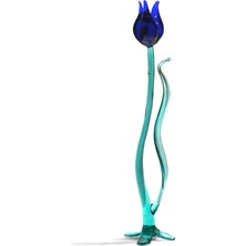 Lale Gece Mavisi Renk Cam Sanatı El Yapımı