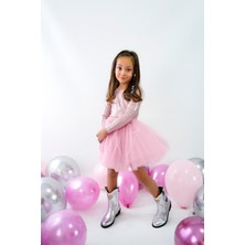 Duca Işıltılı Uzun Kollu Bodyli Tütü Kız Çocuk Elbisesi