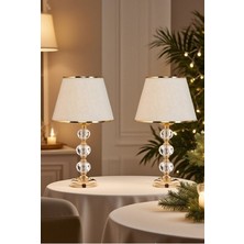 571 Store 2 Adet Cam Taş Serisi Masa Abajuru-Gece Lambası - Dekor Aydınlatma