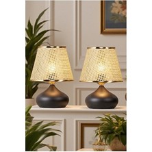 571 Store Modern Elips Masa Abajur Metal Gövde Ekru Kumaş Başlık Şık Aydınlatma