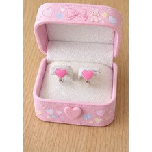 miraç gümüş takı atölyem 925 Ayar Gümüş Küçük Boy Kalp Detaylı Mineli Kız Çocuk Küpesi . ( Klipsli)