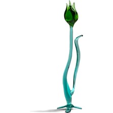 Lale Açık Yeşil Renk Cam Sanatı El Yapımı