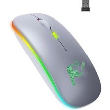 Junglee Rgb LED Işıklı Şarjlı Kablosuz Mouse Sessiz 2.4 Ghz USB Wireless 800-1200-1600 Ayarlanabilir Dpi